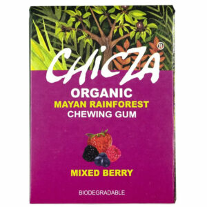 Chicza, chicle natural y biodegradable, maya rainforest bio, sabor frutas del bosque